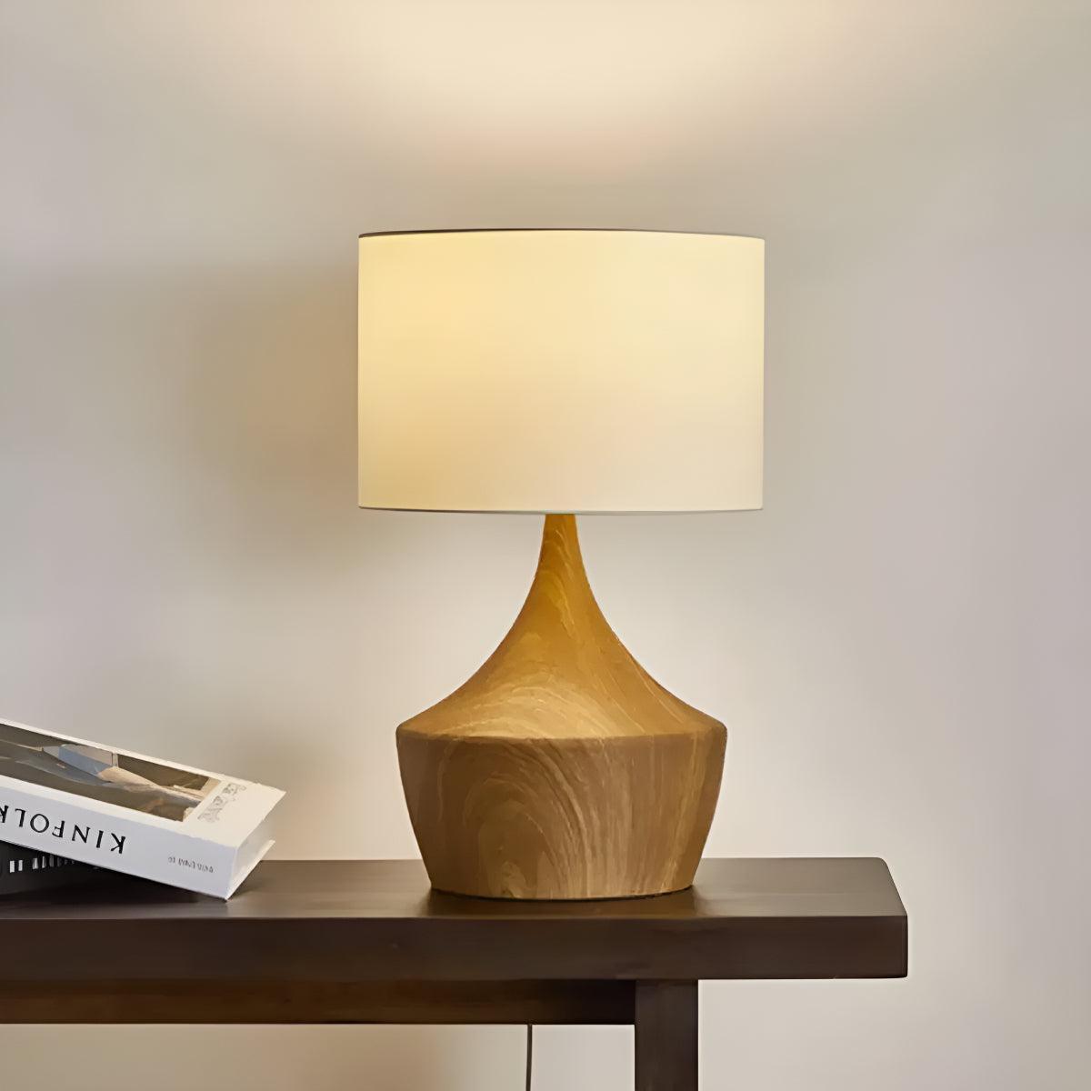 Mid Century Japandi Wooden Table Lamp With Minimalist Aesthetics
