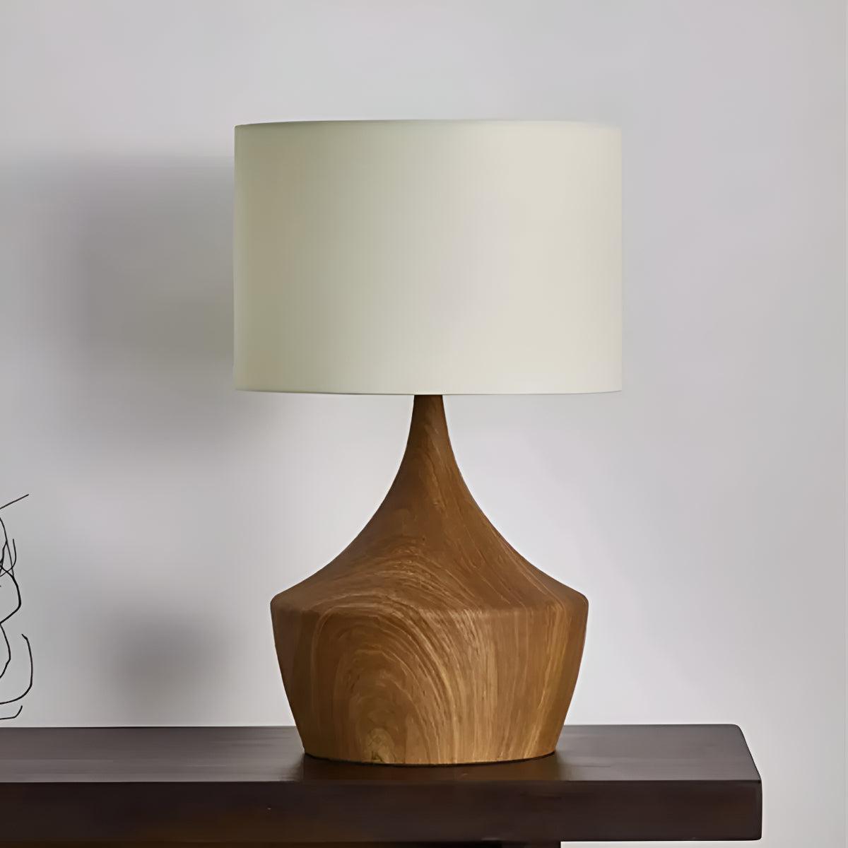 Mid Century Japandi Wooden Table Lamp With Minimalist Aesthetics