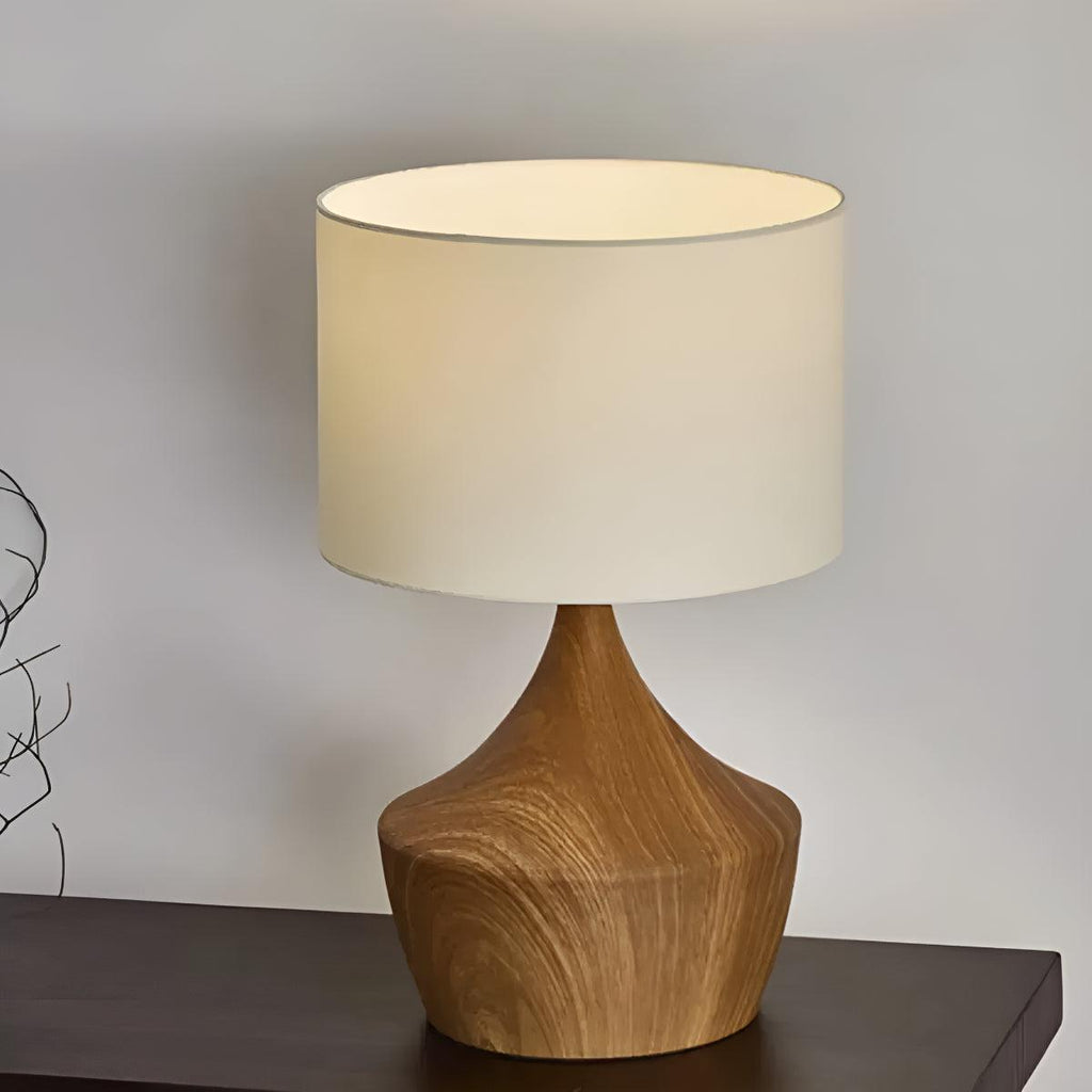 Mid Century Japandi Wooden Table Lamp With Minimalist Aesthetics