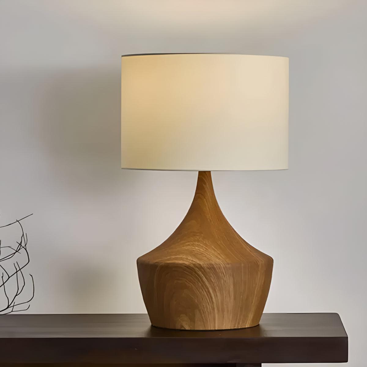 Mid Century Japandi Wooden Table Lamp With Minimalist Aesthetics