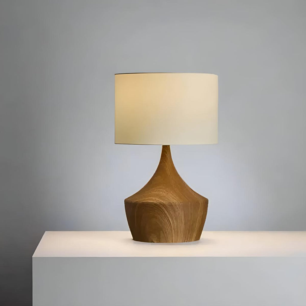 Mid Century Japandi Wooden Table Lamp With Minimalist Aesthetics