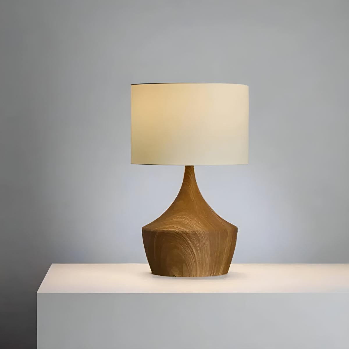 Mid Century Japandi Wooden Table Lamp With Minimalist Aesthetics