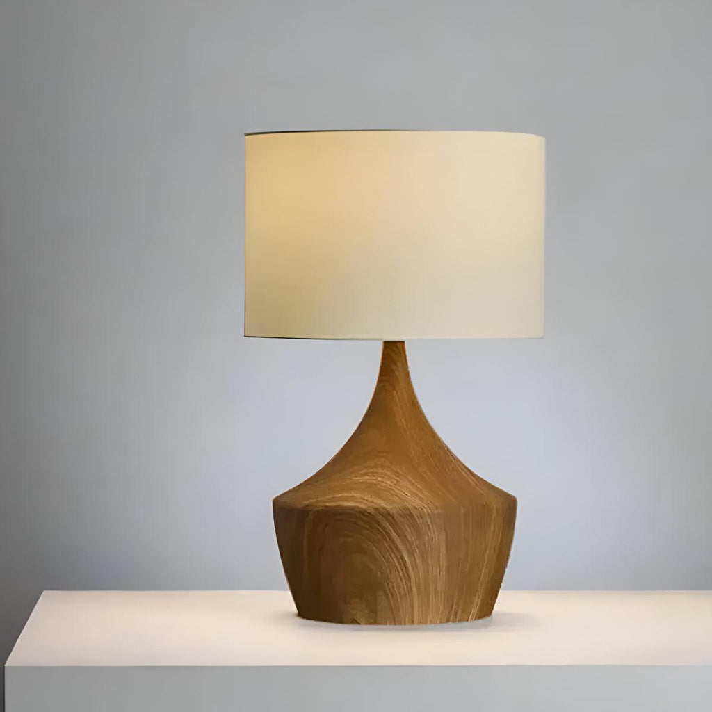 Mid Century Japandi Wooden Table Lamp With Minimalist Aesthetics