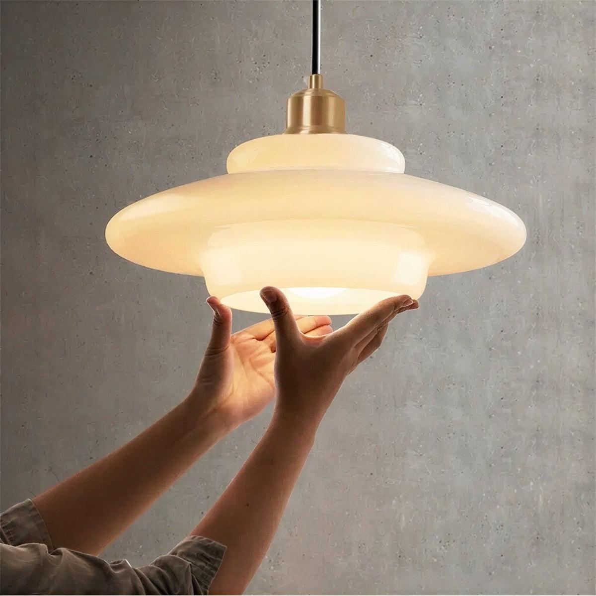 Mid Century Pendant Light With Tiered Glass Shade