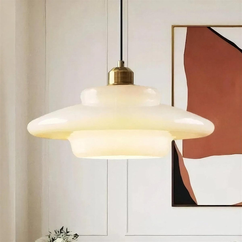 Mid Century Pendant Light With Tiered Glass Shade