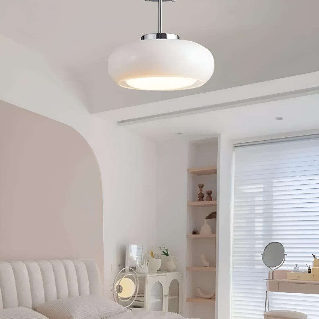 Mid Century Styled Glossy Glass Ceiling Light Fixture With Semi Flush Mount