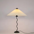 Mid Century Table Lamp With Pleated Lampshade And Squiggly Wavy Stem