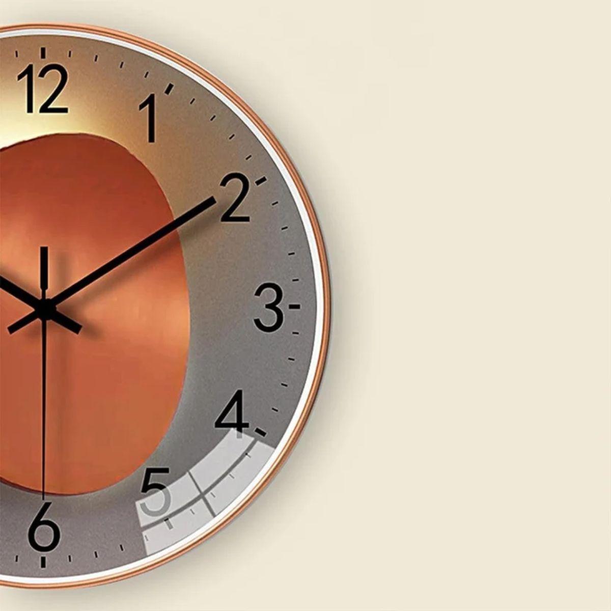 Mid Century Wall Clock With Silent Movement And Luminous Glass Face