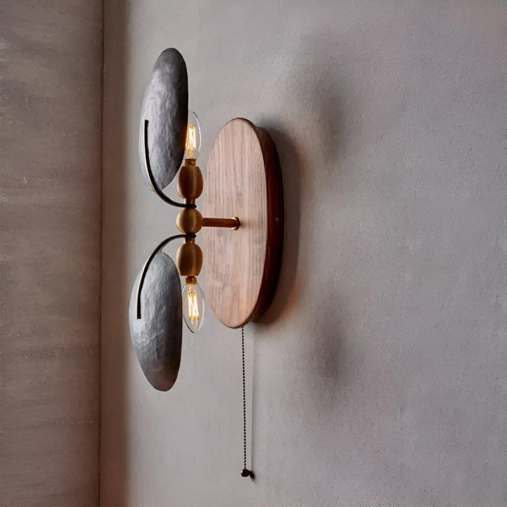 Mid Century Wall Mounted Sconce Lighting Fixture With Pull-Chain