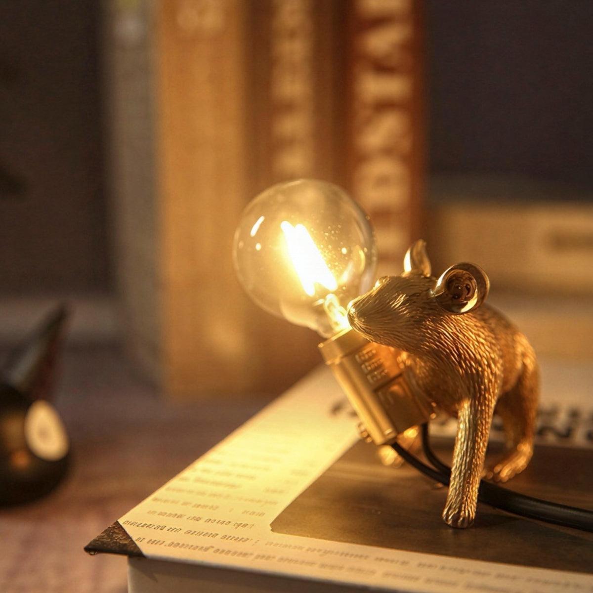 Miniature Table Lamp Mouse Figures For Desk