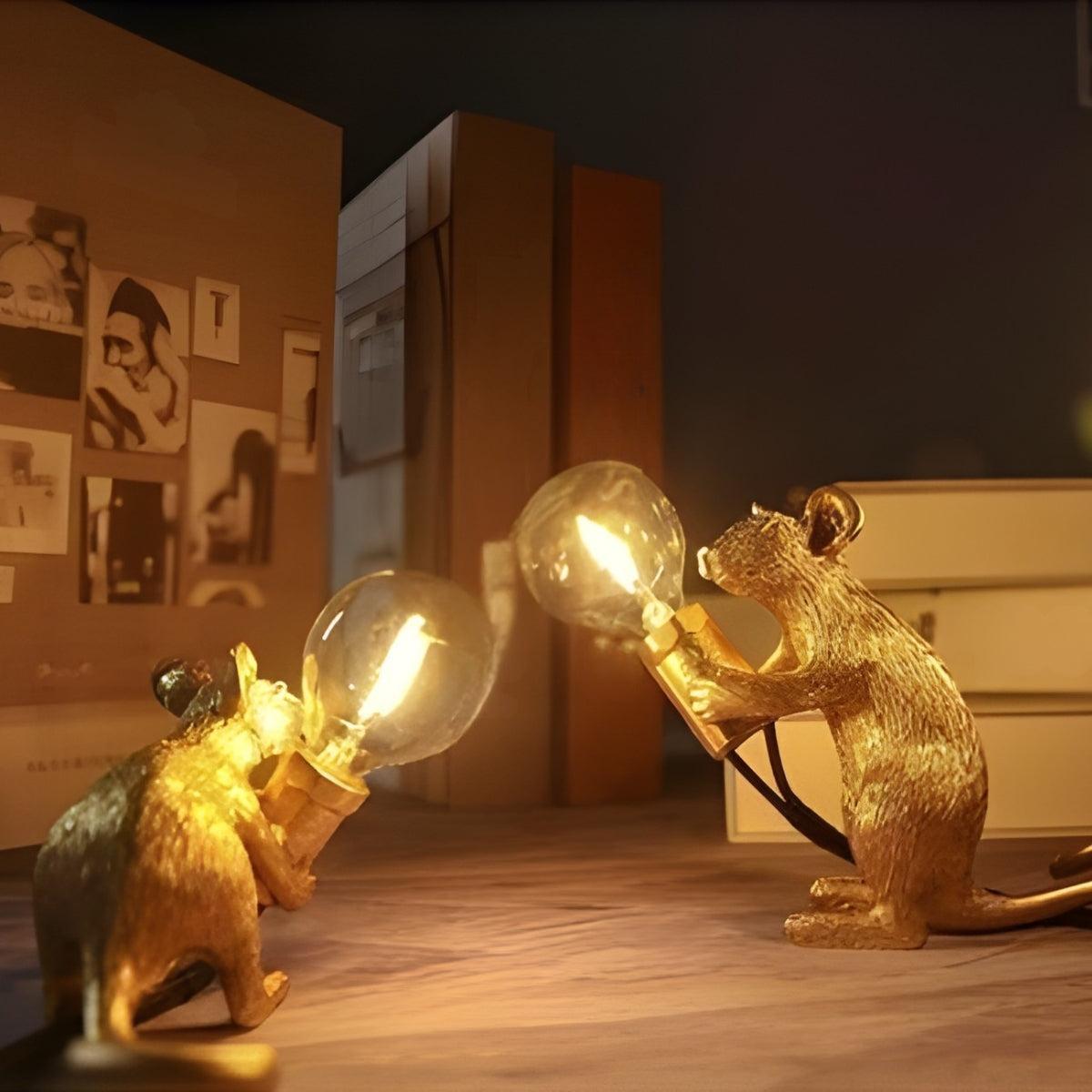 Miniature Table Lamp Mouse Figures For Desk