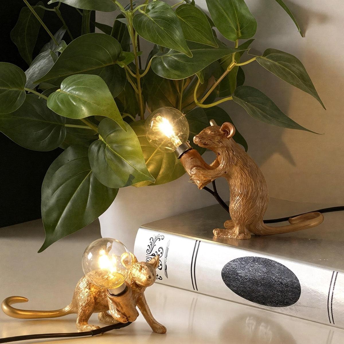 Miniature Table Lamp Mouse Figures For Desk