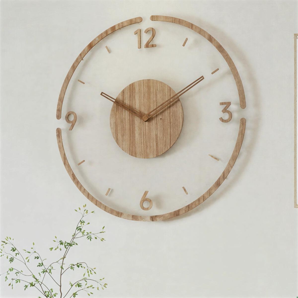 Minimalist Silent Wooden Styled Wall Clock For Modern Living Room
