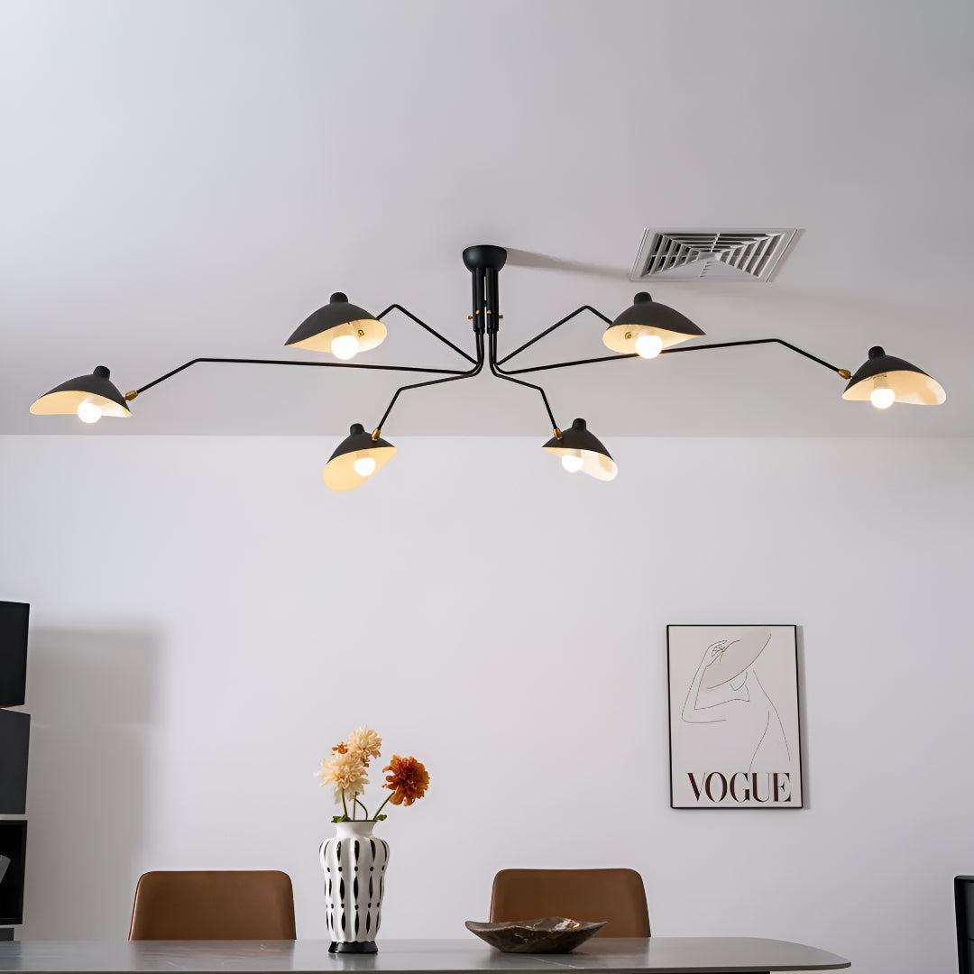 Minimalist Spider Chandelier Ceiling Lighting Fixture With Adjustable Arms