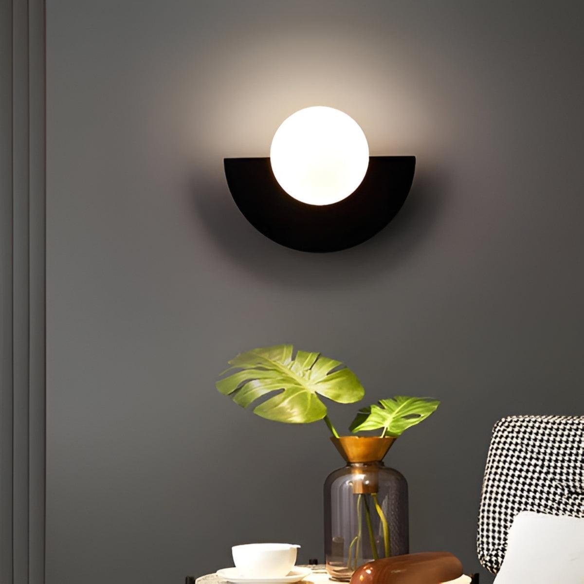 Minimalist Wall Sconce Light With Crescent Globe Bulb Design