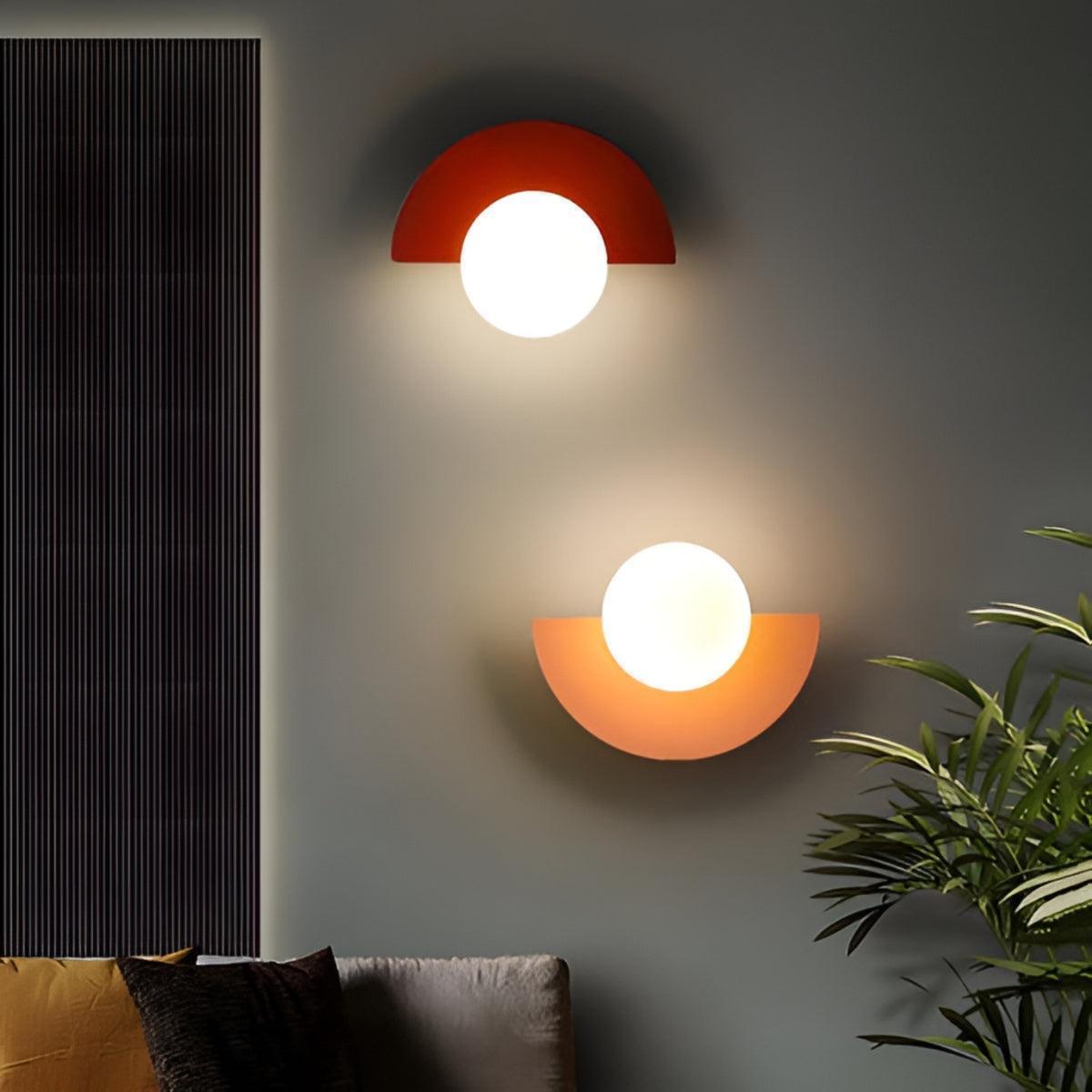 Minimalist Wall Sconce Light With Crescent Globe Bulb Design