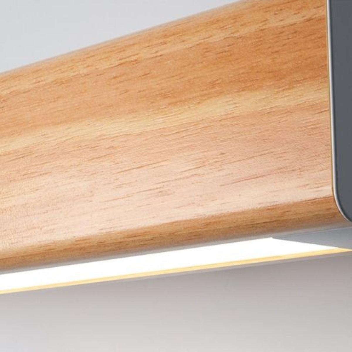 Minimalist Wood Styled Bathroom Vanity Light Fixture With Diffused Linear Lighting
