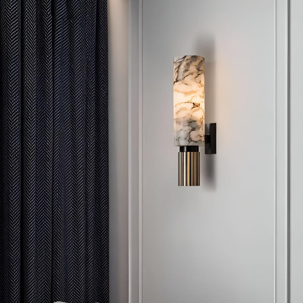 Modern Alabaster Interior Wall Light Fixture With Soft Glow And Sculptural Design