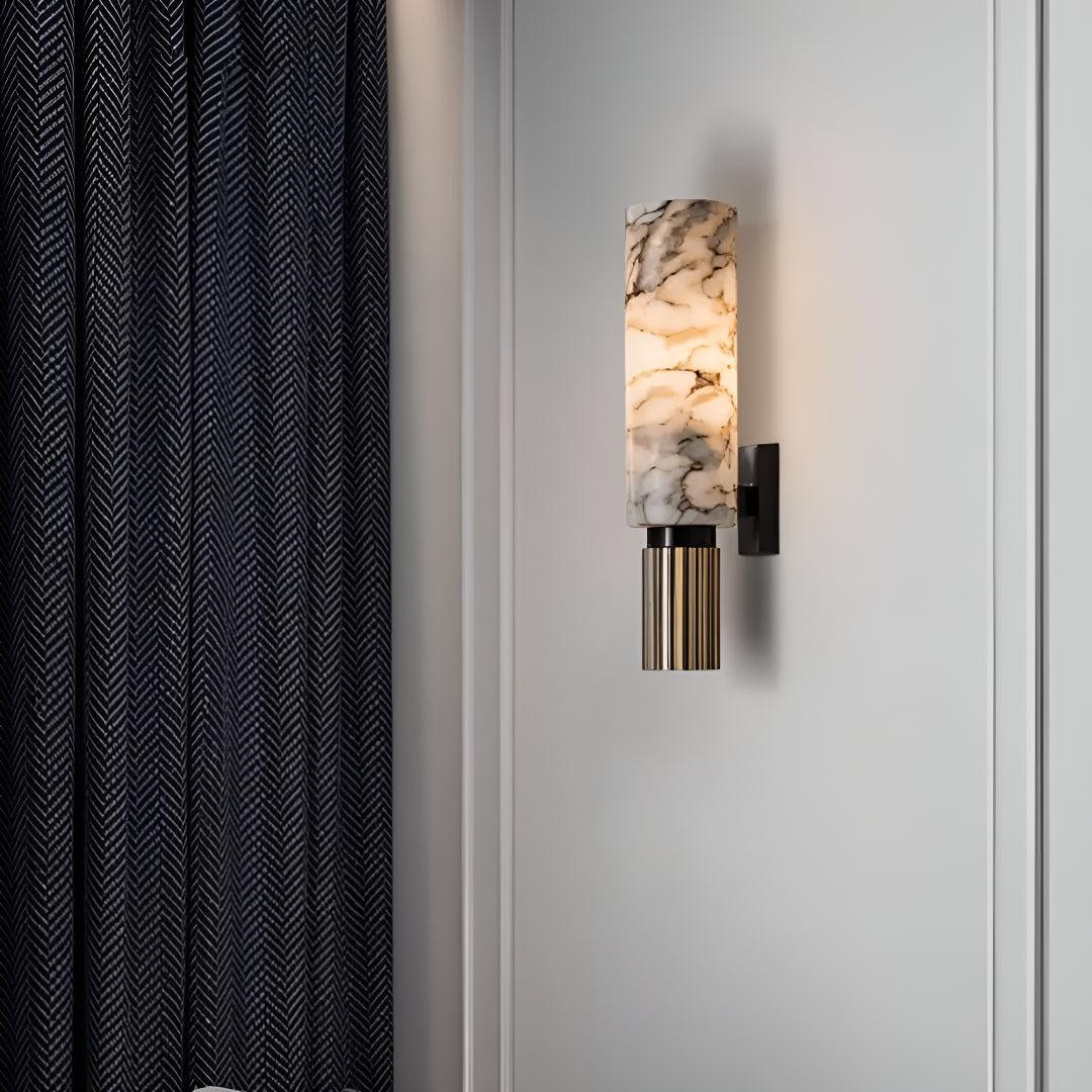 Modern Alabaster Interior Wall Light Fixture With Soft Glow And Sculptural Design