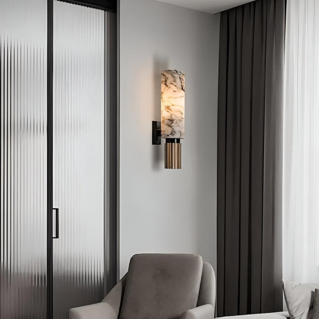 Modern Alabaster Interior Wall Light Fixture With Soft Glow And Sculptural Design