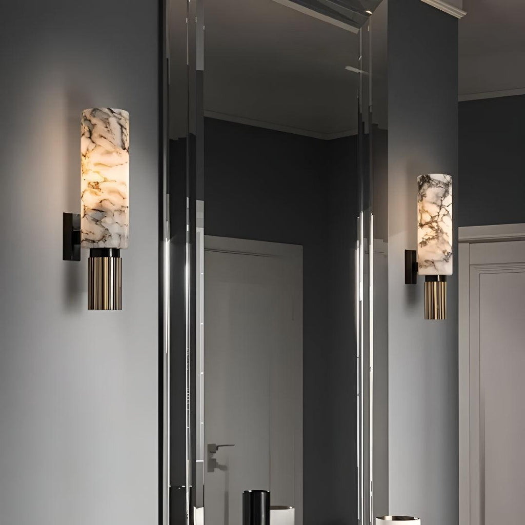 Modern Alabaster Interior Wall Light Fixture With Soft Glow And Sculptural Design