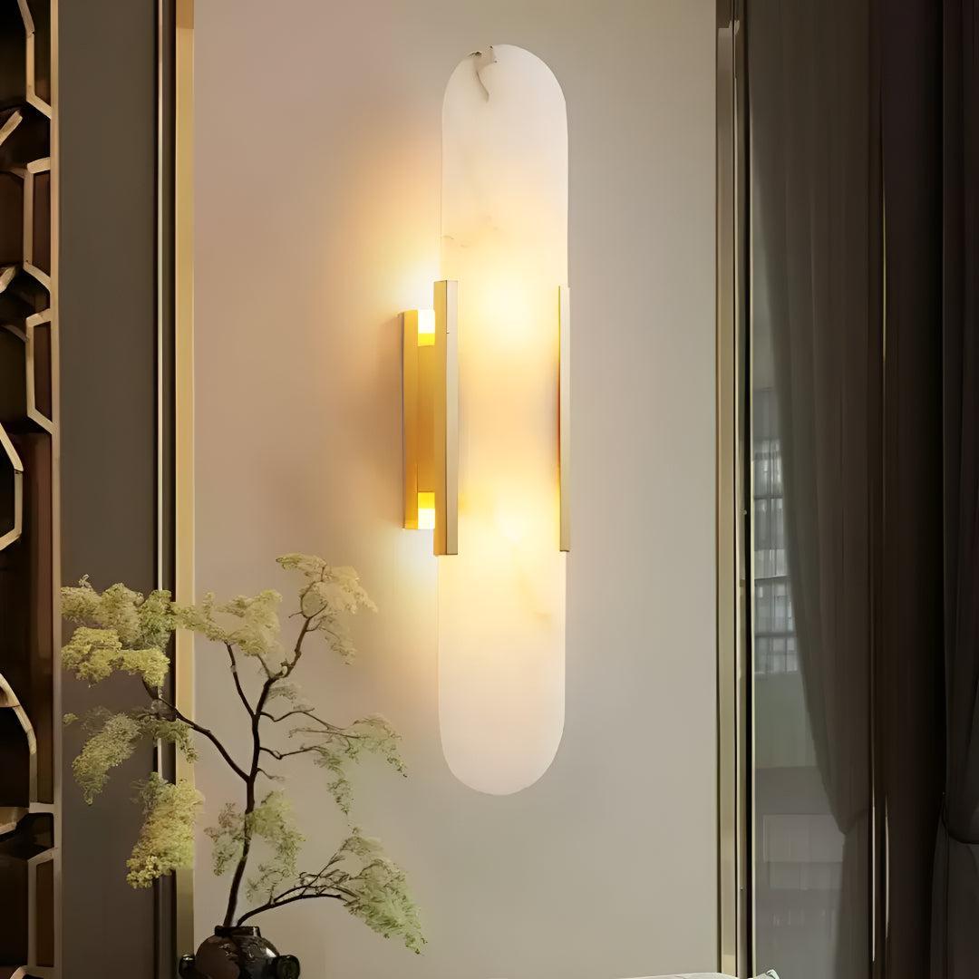 Modern Alabaster Wall Sconce Light Fixture With Elongated Silhouette