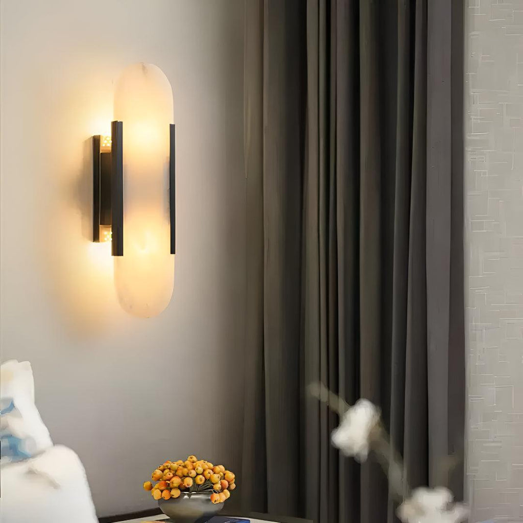 Modern Alabaster Wall Sconce Light Fixture With Elongated Silhouette