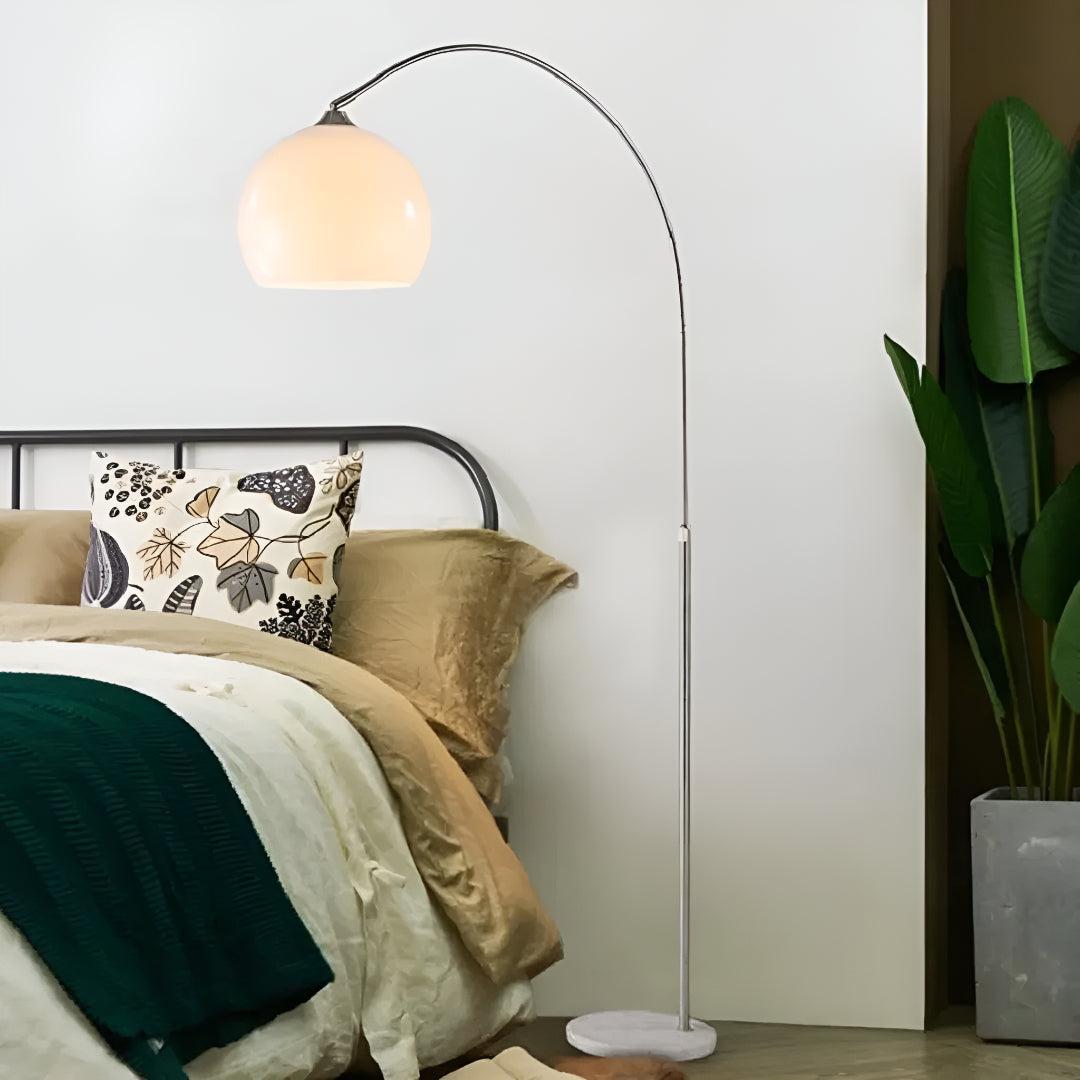 Modern Arc Floor Lamp With Overhead Illumination And Stabilizing Weighted Base