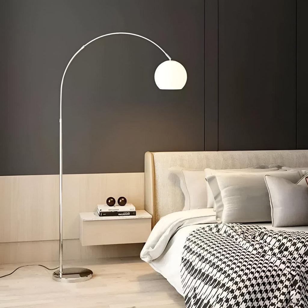 Modern Arc Floor Lamp With Overhead Illumination And Stabilizing Weighted Base