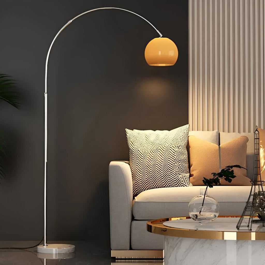 Modern Arc Floor Lamp With Overhead Illumination And Stabilizing Weighted Base