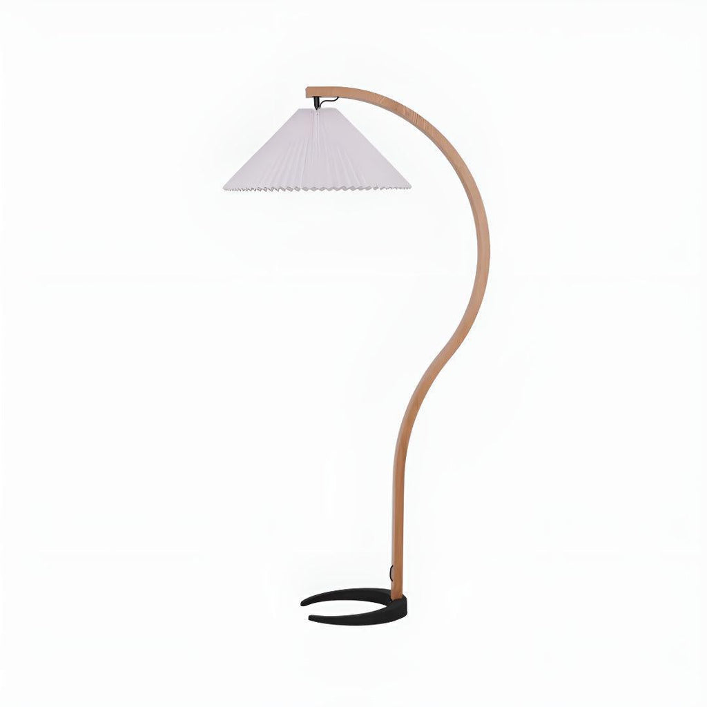 Modern Arched Floor Lamp With Pleated Silhouette Lampshade