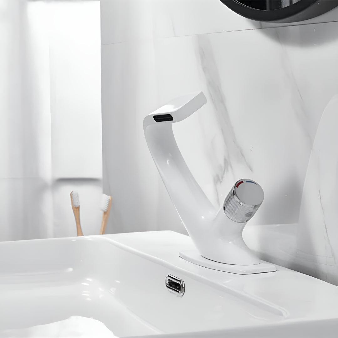 Modern Bathroom Waterfall Sink Faucet With Single Dial Control
