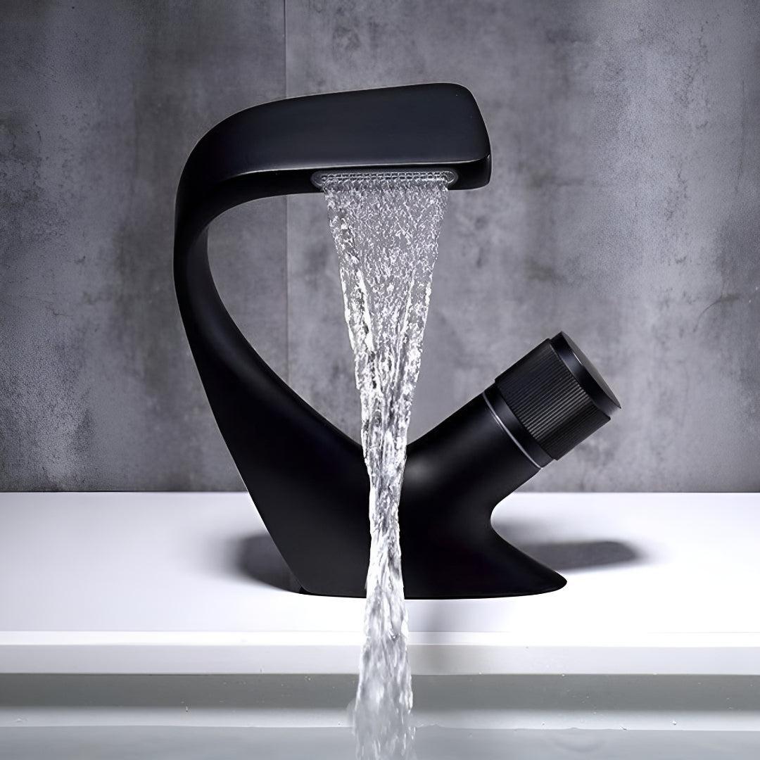Modern Bathroom Waterfall Sink Faucet With Single Dial Control