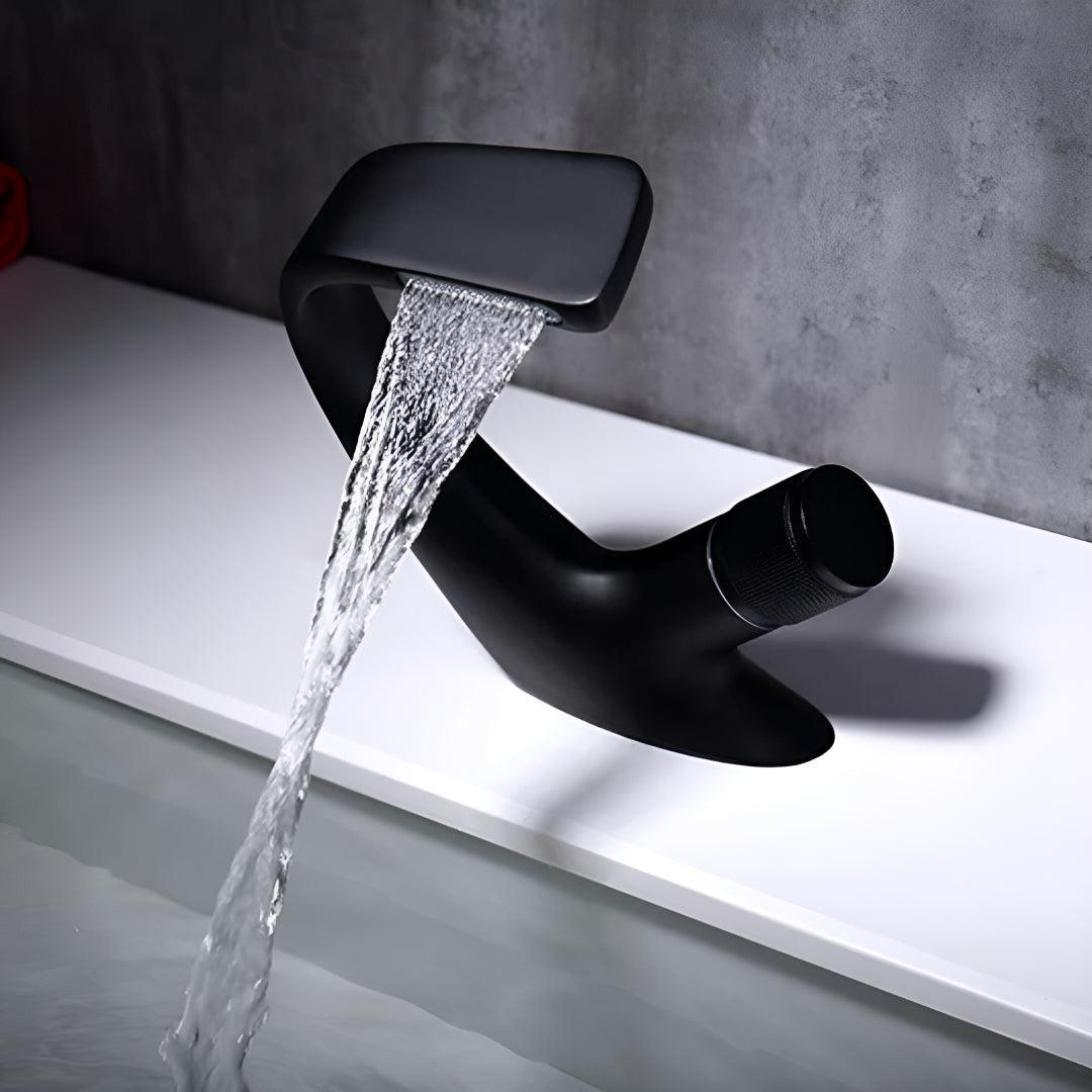 Modern Bathroom Waterfall Sink Faucet With Single Dial Control