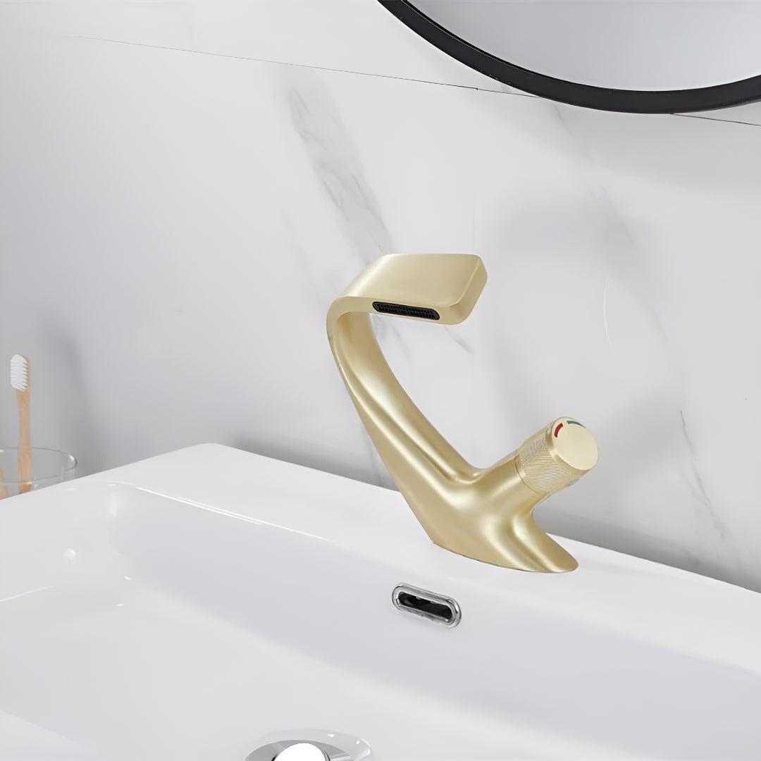 Modern Bathroom Waterfall Sink Faucet With Single Dial Control