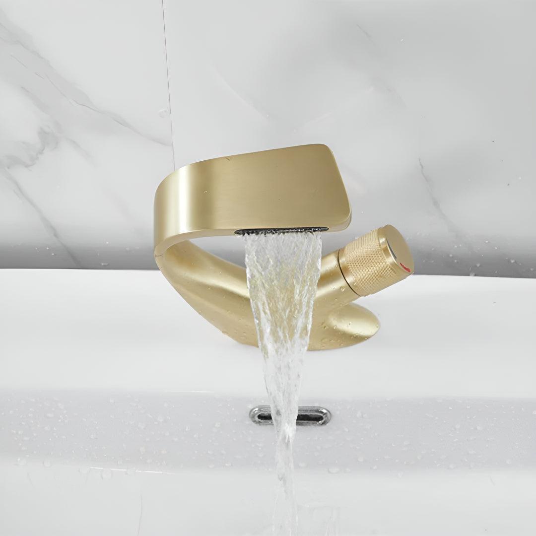 Modern Bathroom Waterfall Sink Faucet With Single Dial Control