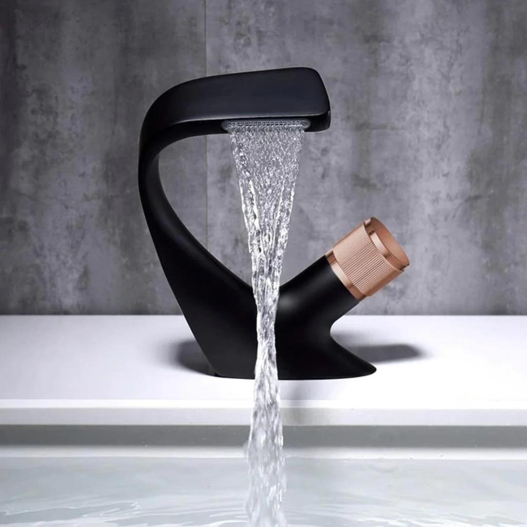 Modern Bathroom Waterfall Sink Faucet With Single Dial Control