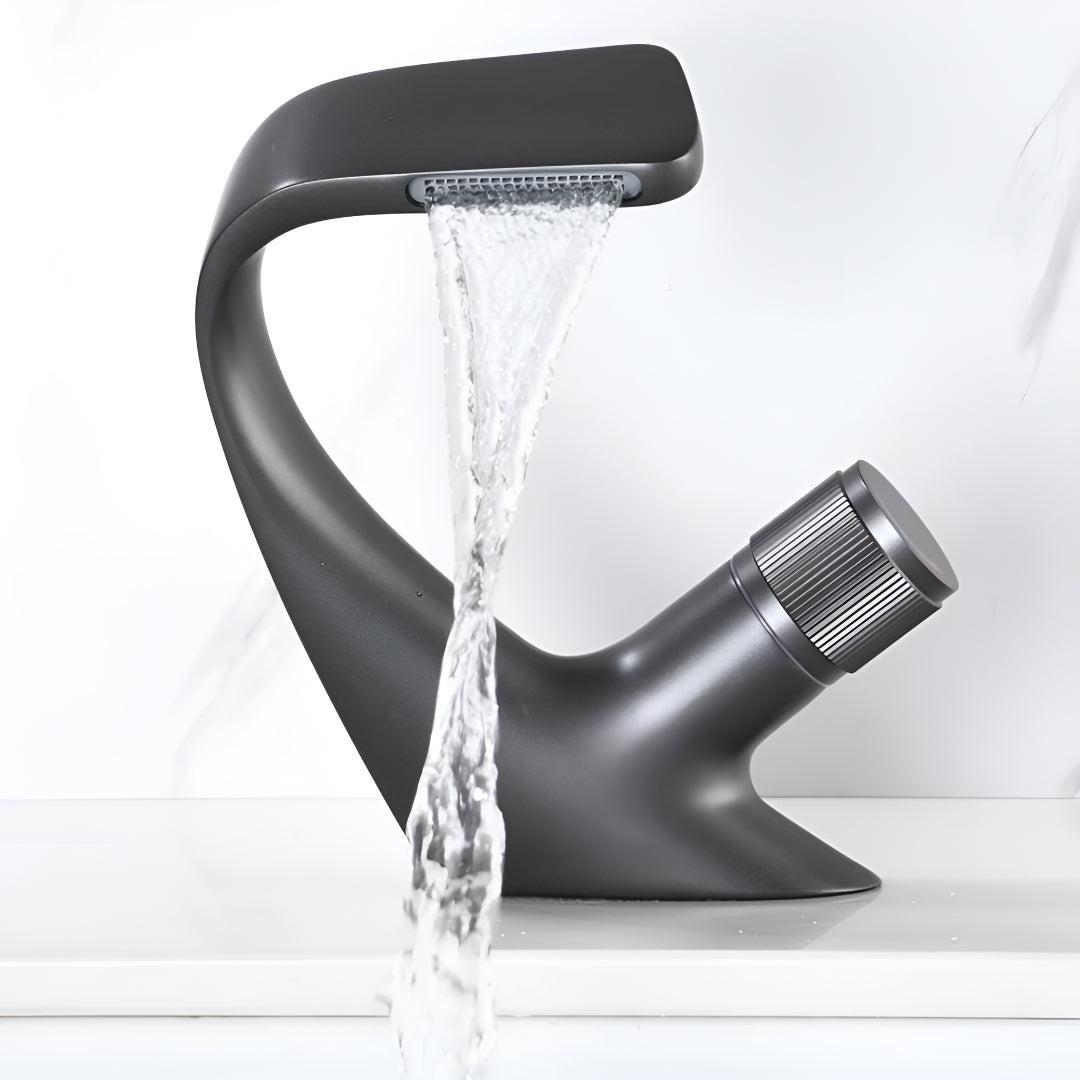 Modern Bathroom Waterfall Sink Faucet With Single Dial Control