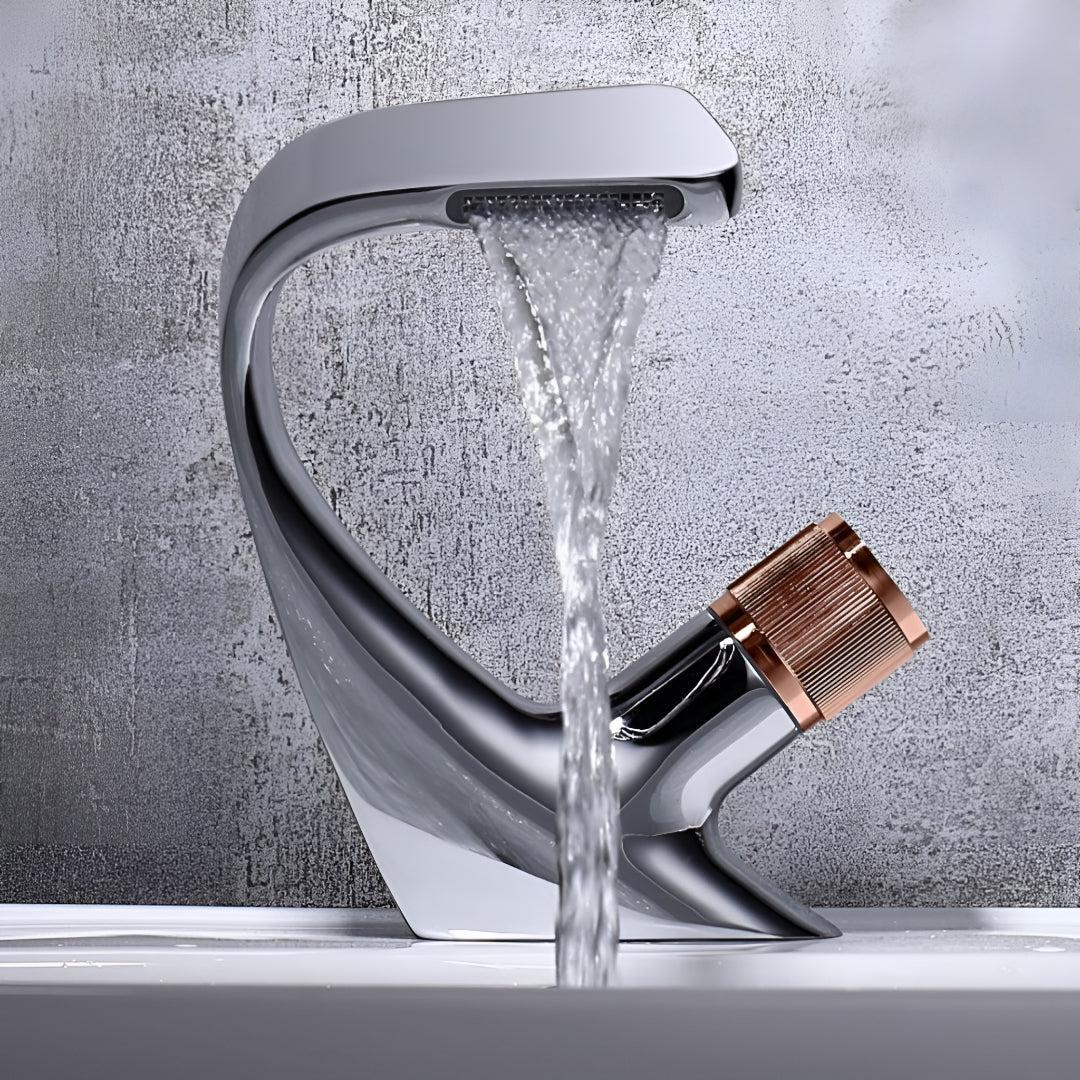 Modern Bathroom Waterfall Sink Faucet With Single Dial Control