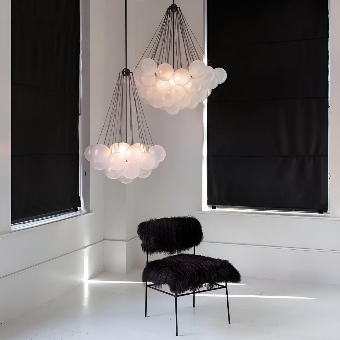 Modern Bubble Chandelier With Frosted Glass Orbs