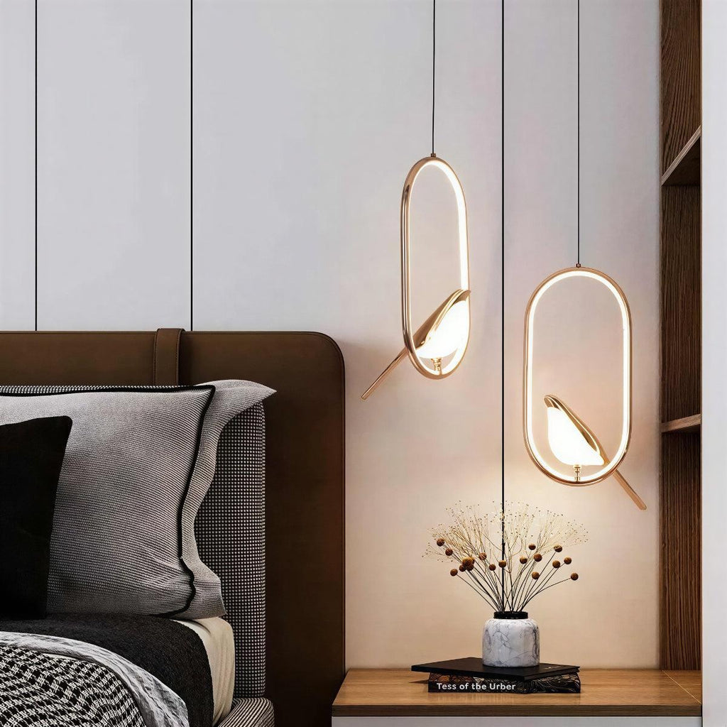 Modern Ceiling Light With Hanging Bird Design