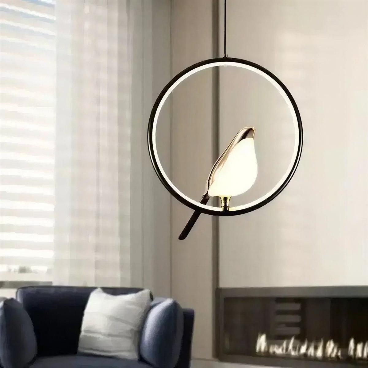 Modern Ceiling Light With Hanging Bird Design