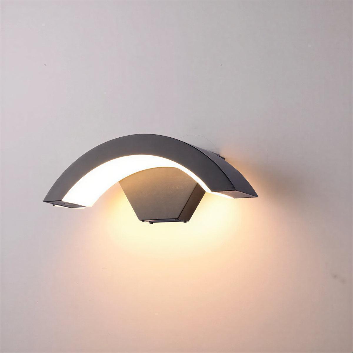 Modern Curved Arc Outdoor Exterior Wall Light Fixture