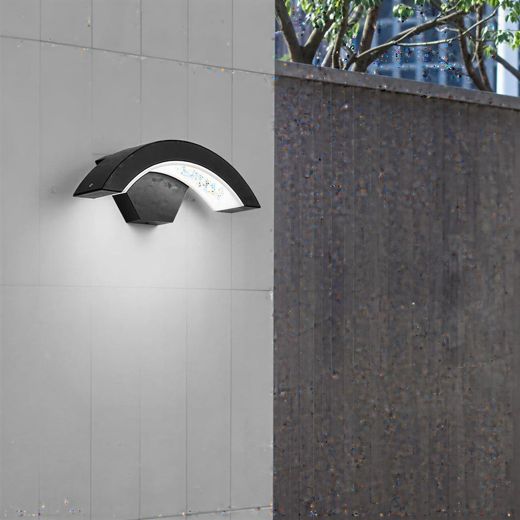 Modern Curved Arc Outdoor Exterior Wall Light Fixture