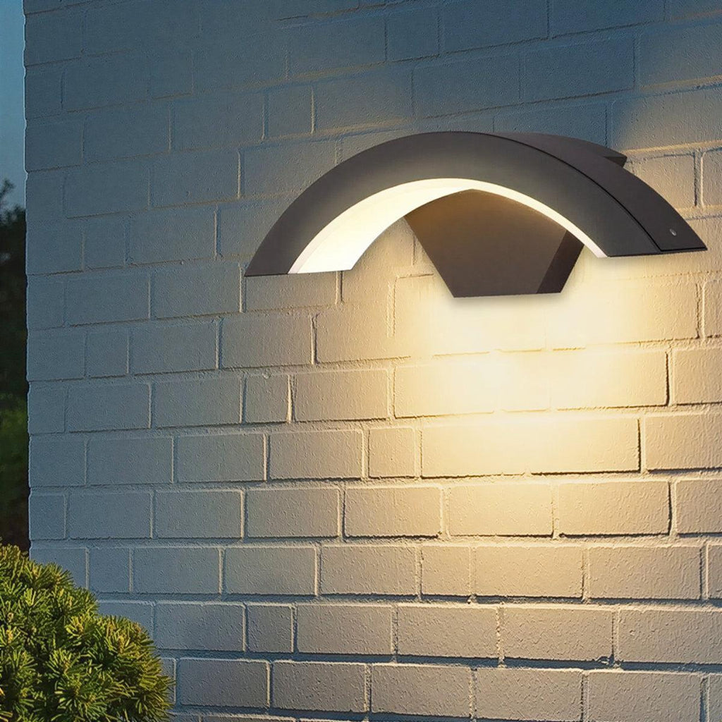 Modern Curved Arc Outdoor Exterior Wall Light Fixture