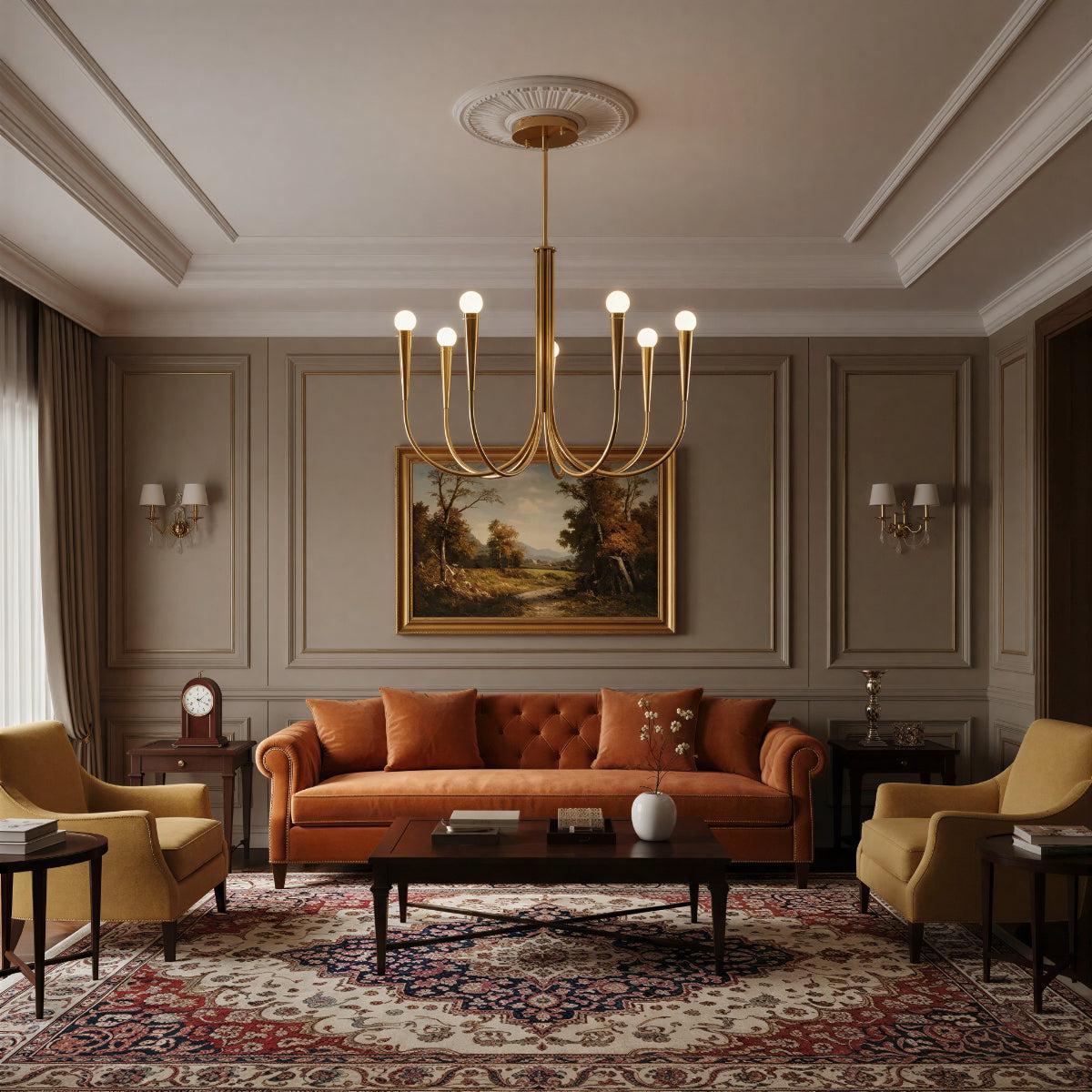 Modern Dining Room Chandelier With Curved Swoop Arms