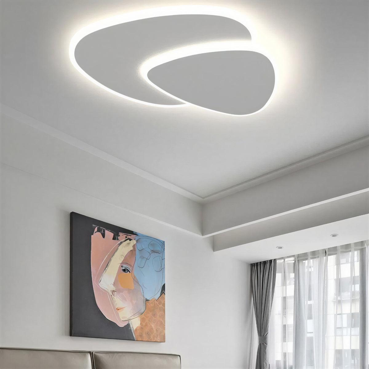 Modern Flush Mount Ceiling Light Fixture With Curved Guitar Pick Style
