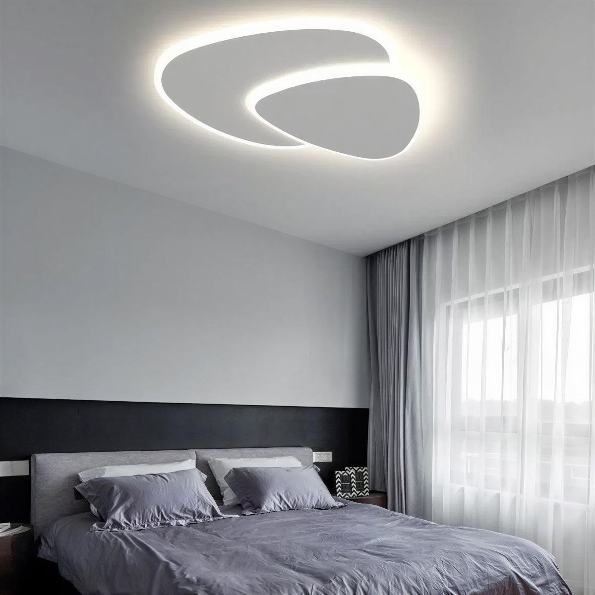 Modern Flush Mount Ceiling Light Fixture With Curved Guitar Pick Style