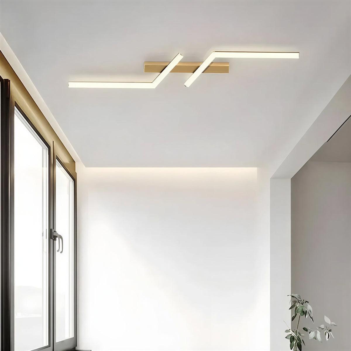 Modern Flush Mount LED Crossed Linear Strip Bar Ceiling Light With Geometric Design