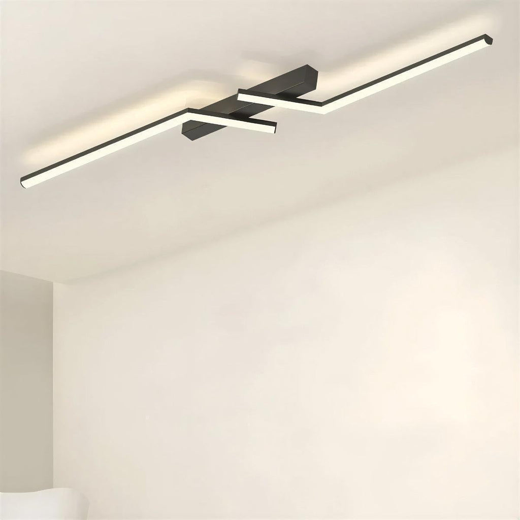Modern Flush Mount LED Crossed Linear Strip Bar Ceiling Light With Geometric Design